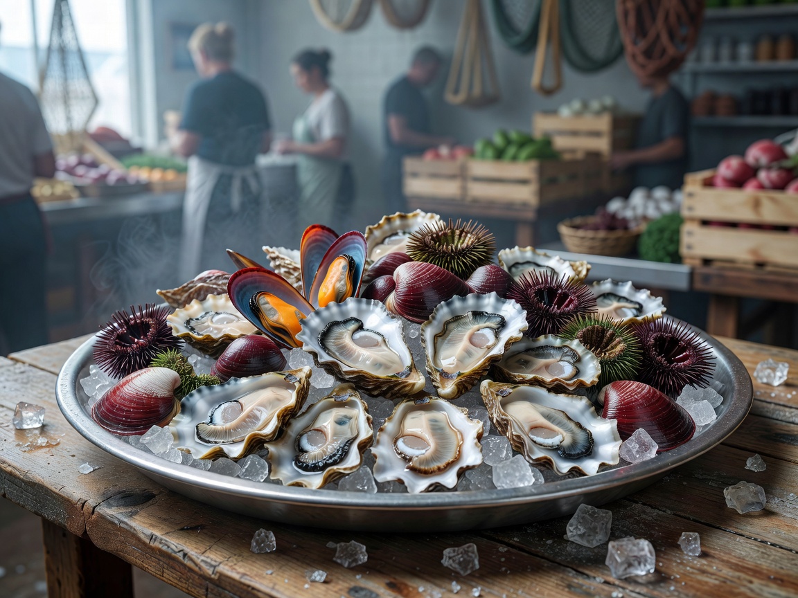 Fresh market oysters and shellfish platter