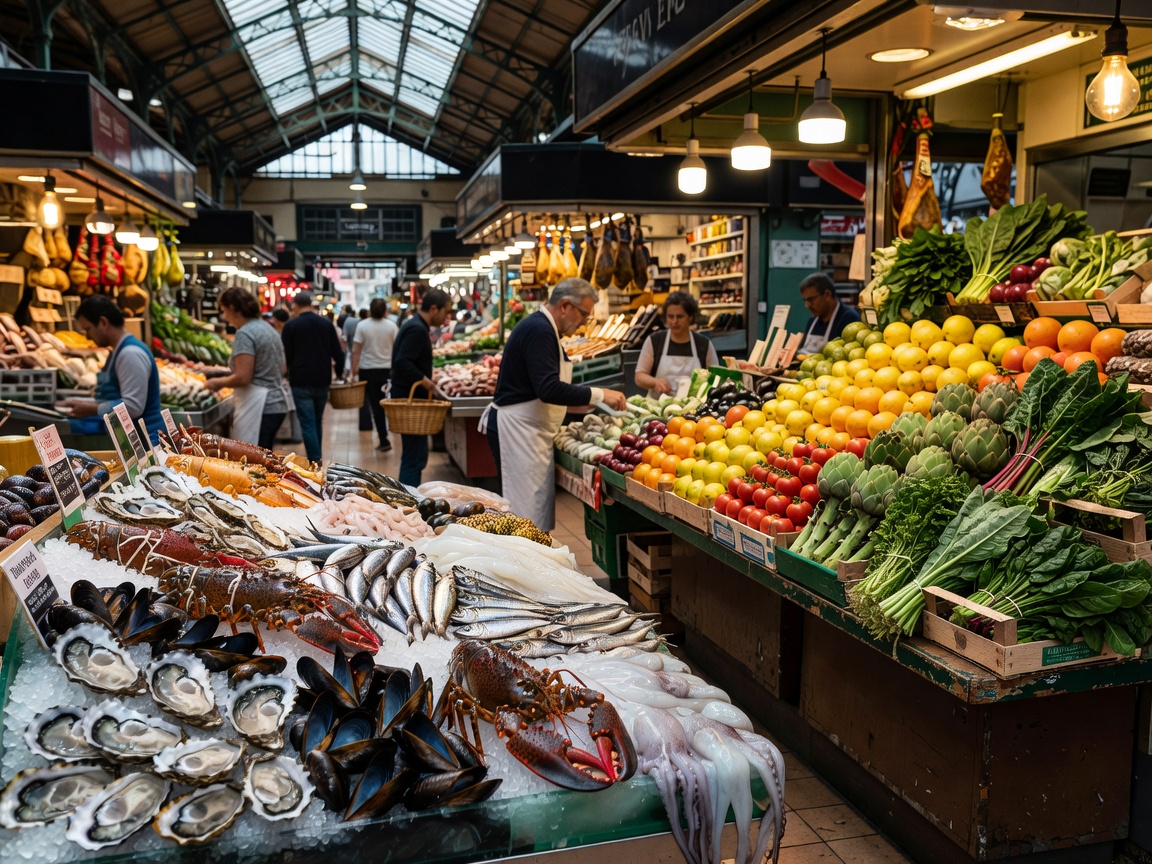 Mercado de la Boqueria seafood and produce